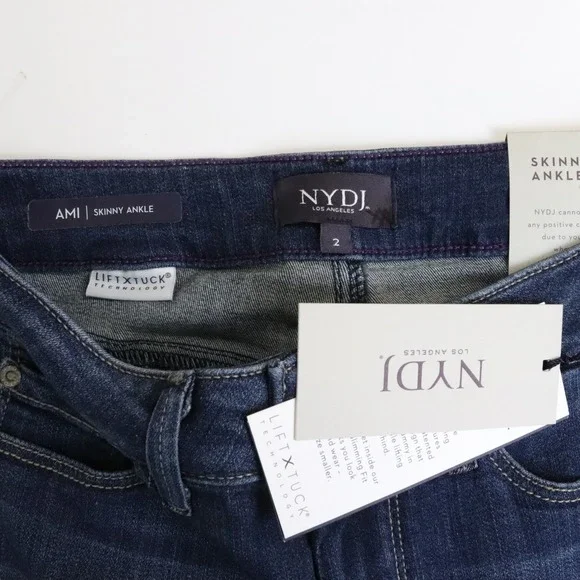 NWT NYDJ Ami Skinny Ankle Jeans 2 Dark Wash Blue Denim Released Hem Mid Rise - Picture 8 of 11